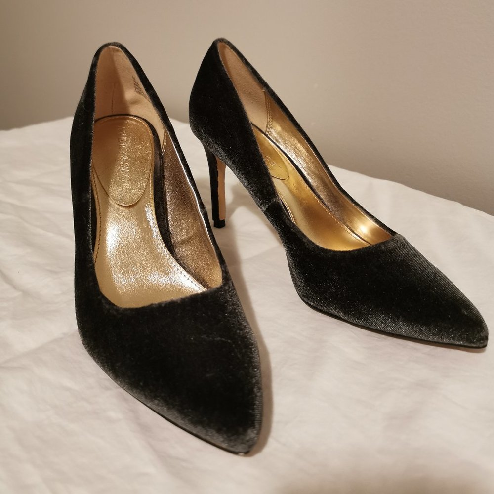 Silver blue velvet heels